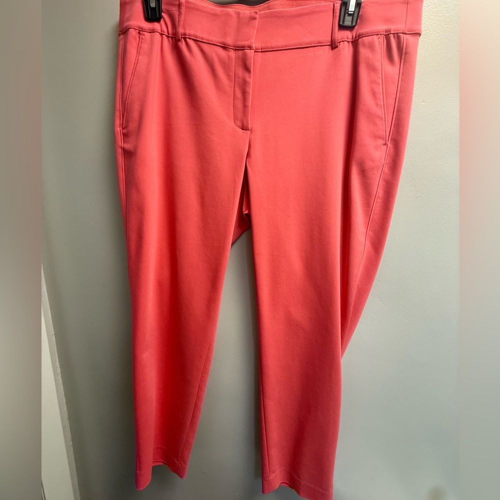 EUC Lane Bryant Modernist Collection Vibrant Coral Ankle Pants The Sophie Fit 16